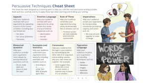 Persausive Cheat sheet