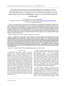 Analisis Ketidakseimbangan Beban Transformator 3 Phase