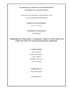 Venturi vs Orifice Flow Meters: Hydraulic Flow Analysis