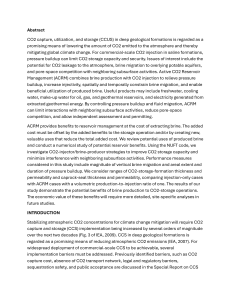 CO2 Capture & Storage: Active Reservoir Management