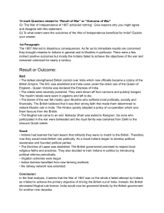 1857 War of Independence Outcomes