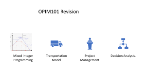 Operations Management Revision: Programming, Models, Analysis