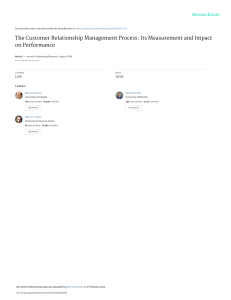 CRM Process: Measurement & Impact on Performance