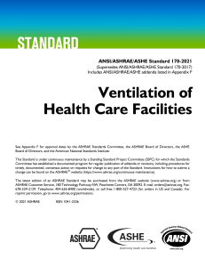 ASHRAE Standard 170-2021: Ventilation in Healthcare