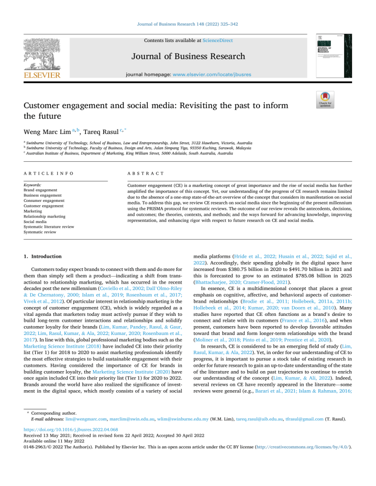 Customer engagement and social media