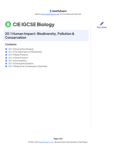 IGCSE Biology: Human Impact, Biodiversity, Pollution & Conservation