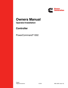 PowerCommand 1302 Controller Owner's Manual