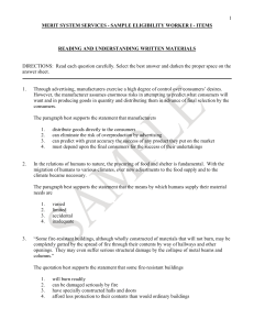 Eligibility Worker I Sample Exam