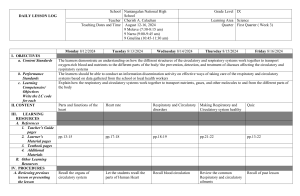 Grade 9 Science Daily Lesson Log: Circulatory & Respiratory Systems