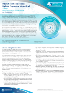 IB Design Technology Subject Brief: Standard Level