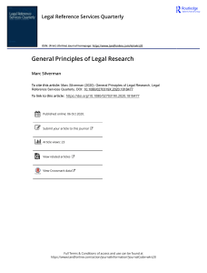 General Principles of Legal Research by Marc Silverman (2020)