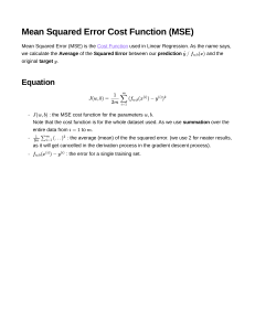 Mean Squared Error (MSE) Cost Function Explained