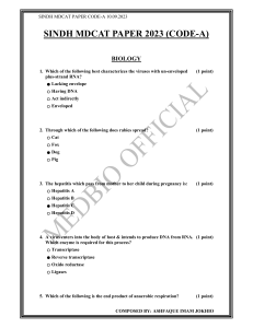 SINDH MDCAT PAPER 2023 CODE-A WITH OFFICIAL KEY