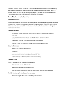 Business Maths Course Outline AA