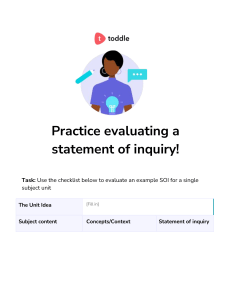 Statement of Inquiry Evaluation Checklist