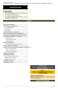 Corporation Law Lecture Notes: Business Organizations & RCC