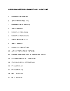 LIST OF ISSUANCES FOR SAFEKEEPING AND DISSEMINATION