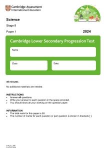 Stage 8 Science Exam Paper 2024