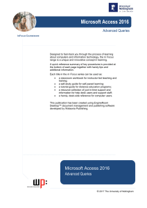 Microsoft Access 2016 Advanced Queries Courseware