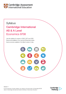 Cambridge AS & A Level Economics Syllabus 9708