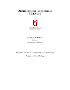 Optimization Techniques Lecture Notes: Linear Programming