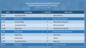 Malolos Church Vesper Service Schedule