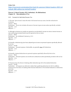 Federal Taxation Test Bank: Individuals, 38th Edition