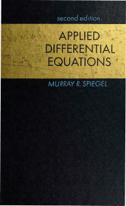 Applied Differential Equations Textbook