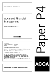 ACCA Advanced Financial Management Exam Paper P4