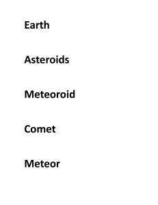 Earth, Asteroids, Comets, Meteors