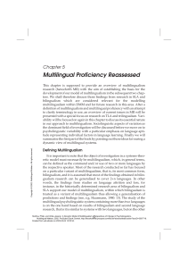 A Dynamic Model of Multilingualism Perspectives of... ---- (Chapter 5 Multilingual Proficiency Reassessed)