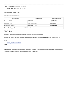 Candidate Results   Your Results