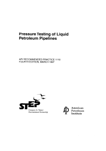 Pressure Testing Liquid Petroleum Pipelines Guide