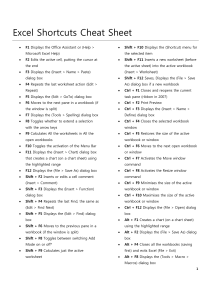 Excel Shortcuts Cheat Sheet