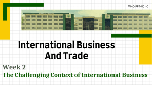 International Business & Trade: Challenging Context