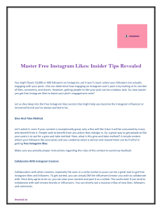 Master Free Instagram Likes Insider Tips Revealed