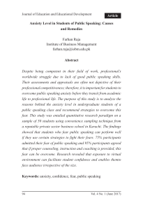 14. Anxiety Level in Students of Public Speaking Causes and Remedies Autor Farhan Raja