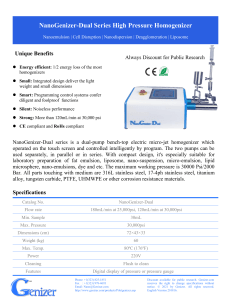 NanoGenizer-Dual Series Microfluidic High Pressure Homogenizer for Pharmaceuticals, Cosmetics, Graphene, Nanoemulsions