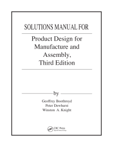 Solutions manual for product design for manufacture and assembly - Geoffrey Boothroyd - CRC press