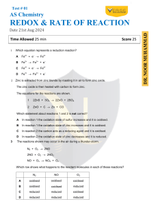 AS CHEM REDOX & RATE OF REACTION