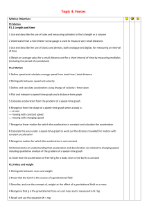 Physics Syllabus: Forces, Motion, Mass, Weight