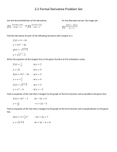 Derivative Problem Set by Limit and Formula