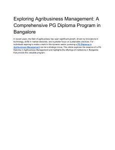 Exploring Agribusiness Management  A Comprehensive PG Diploma Program in Bangalore