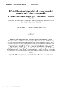 Effect of Holoptelia integrifolea bark extract on 5 prime lipoxygenase activity