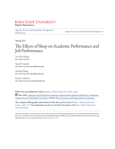 Sleep, Academic & Job Performance Study