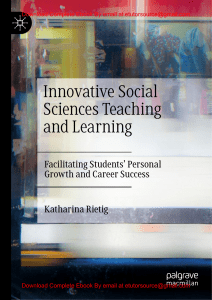 EBook For Innovative Social Sciences Teaching and Learning Facilitating Students' Personal Growth and Career Success 1st Edition By Katharina Rietig