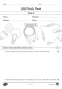 Grade 6 NS/Tech Test: Electric Circuits & Energy