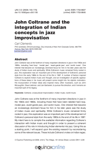 [Jazz Research Journal 2009-may 15 vol. 2 iss. 2] Clements, Carl John - John Coltrane and the integration of Indian concepts in jazz improvisation (2009) [10.1558 jazz.v2i2.155] - libgen.li