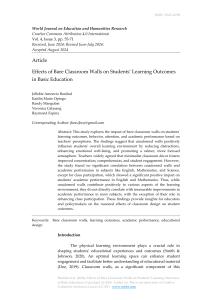 Effects of Bare Classroom Walls on Students’ Learning Outcomes in Basic Education