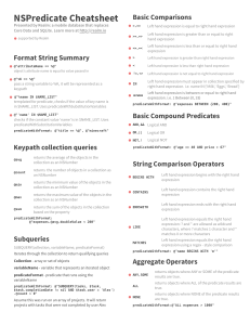 NSPredicate Cheatsheet: Query Syntax & Operators